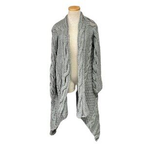 BLAYDE Sweater Cardigan NWT Chunky Cable Knit Gray Waterfall Wool Size Small
